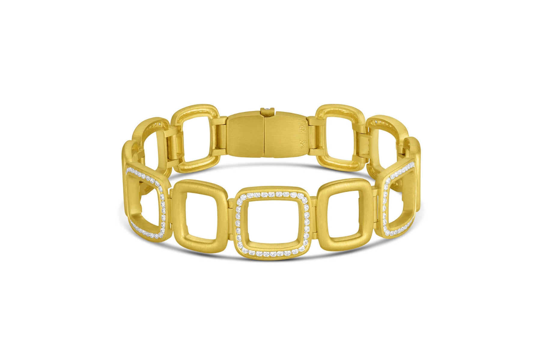 Cushion Link Diamond Bracelet in 18K Yellow Gold - Leigh Maxwell Jewelry