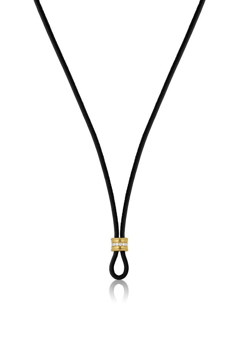 Leather Black Cord with Diamond Slider - Leigh Maxwell Jewelry