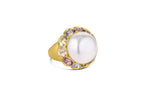 Pearl & Gemstone Ring - South Seas Pearl & Sapphires - Leigh Maxwell Jewelry