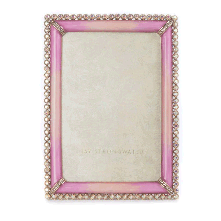 Jay Strongwater Lorraine Stone Edge 4" x 6" Frame - Rose