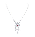 Louis Anthony Jewelers Antique Burmese Ruby & Diamond Platinum Necklace with Seed Pearl Links