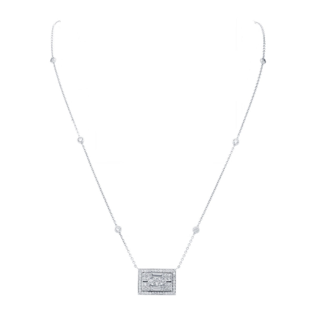 Louis Anthony Jewelers Mixed-Cut Diamond Pendant Necklace in 18k White Gold