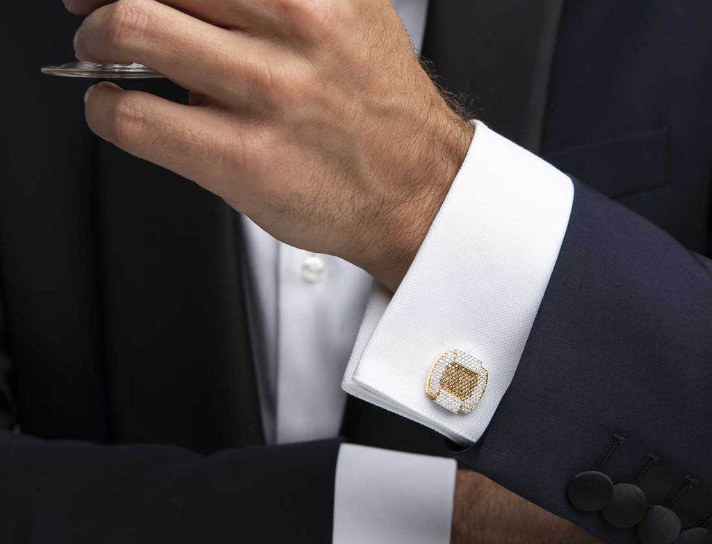 "Prado Presentation" Madison Diamond Cufflinks in 18kt Yellow & White Gold