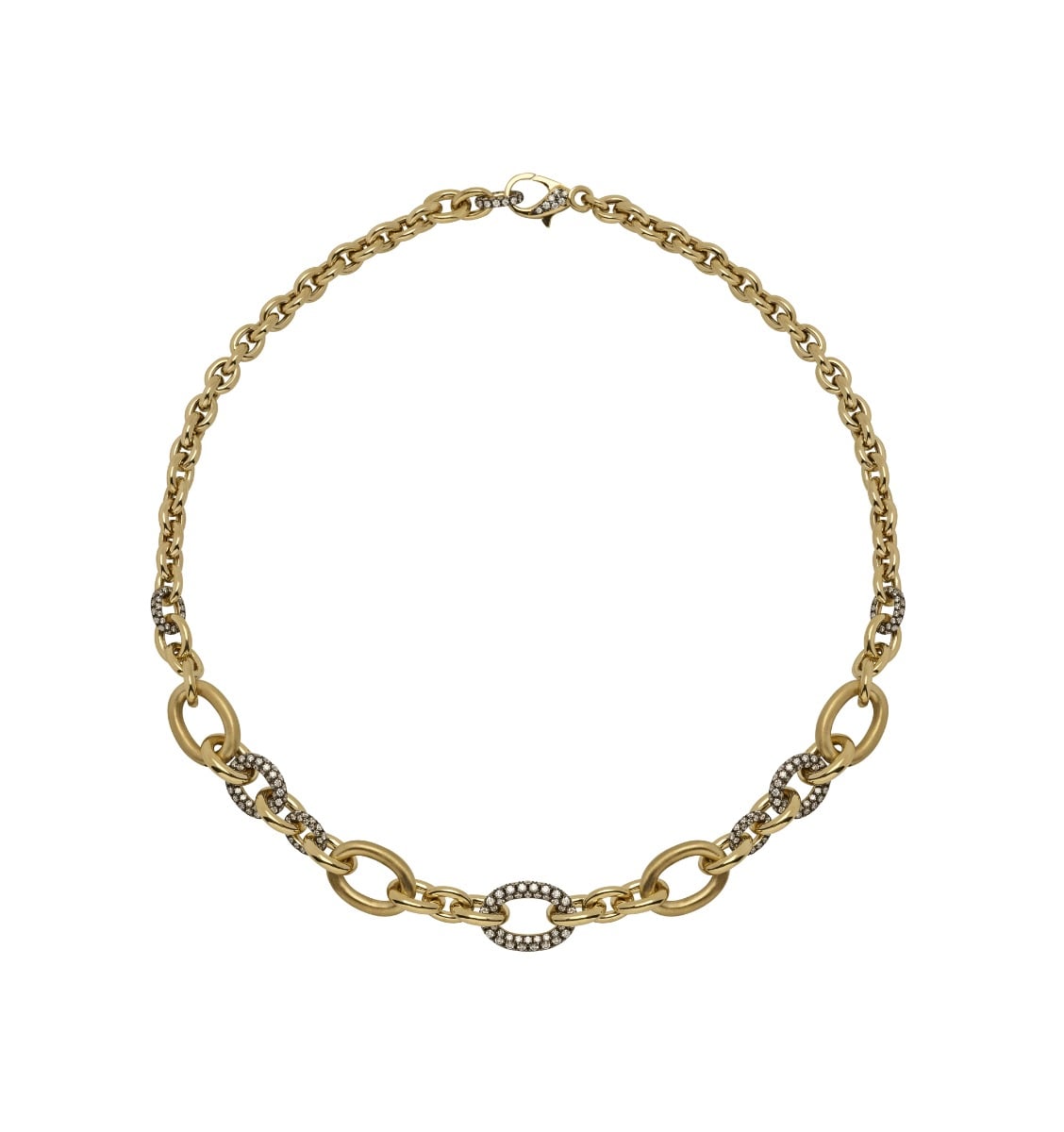 Mariani Rolo Link Diamond Necklace in 18kt Yellow Gold