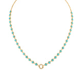Eden Presley Turquoise Bezel Closure 22" 14kt Yellow Gold Necklace