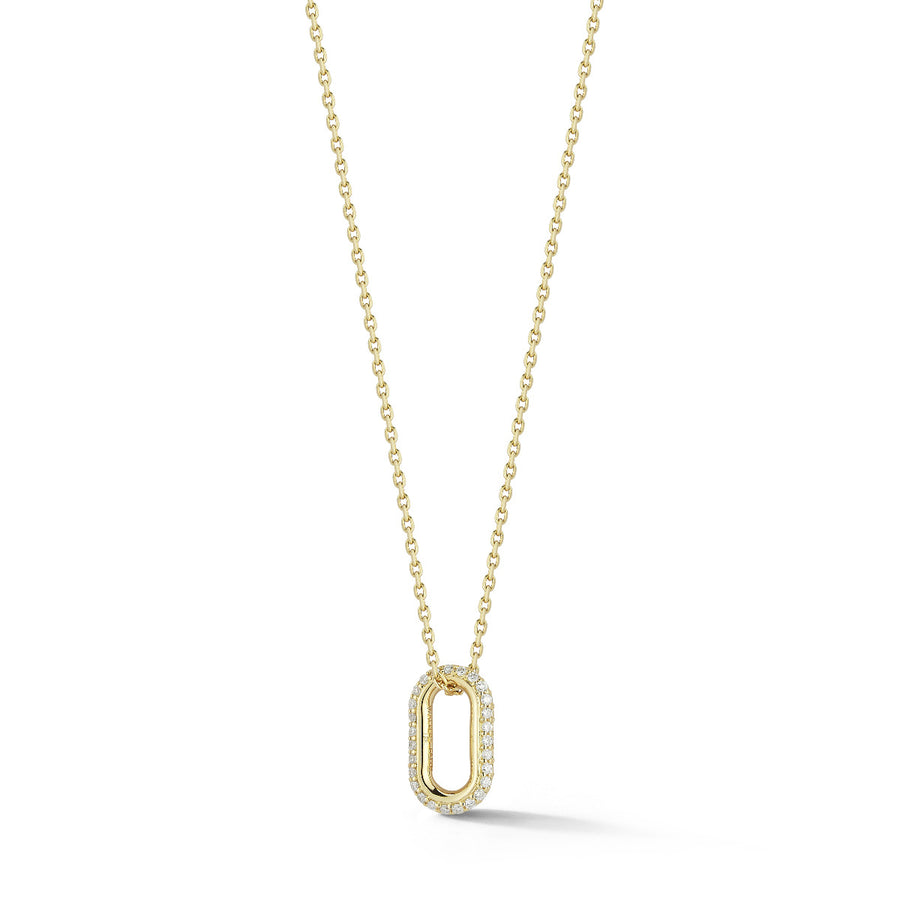Walters Faith Walters Faith “Saxon” 18kt Yellow Gold All Diamond Mini Single Link Necklace