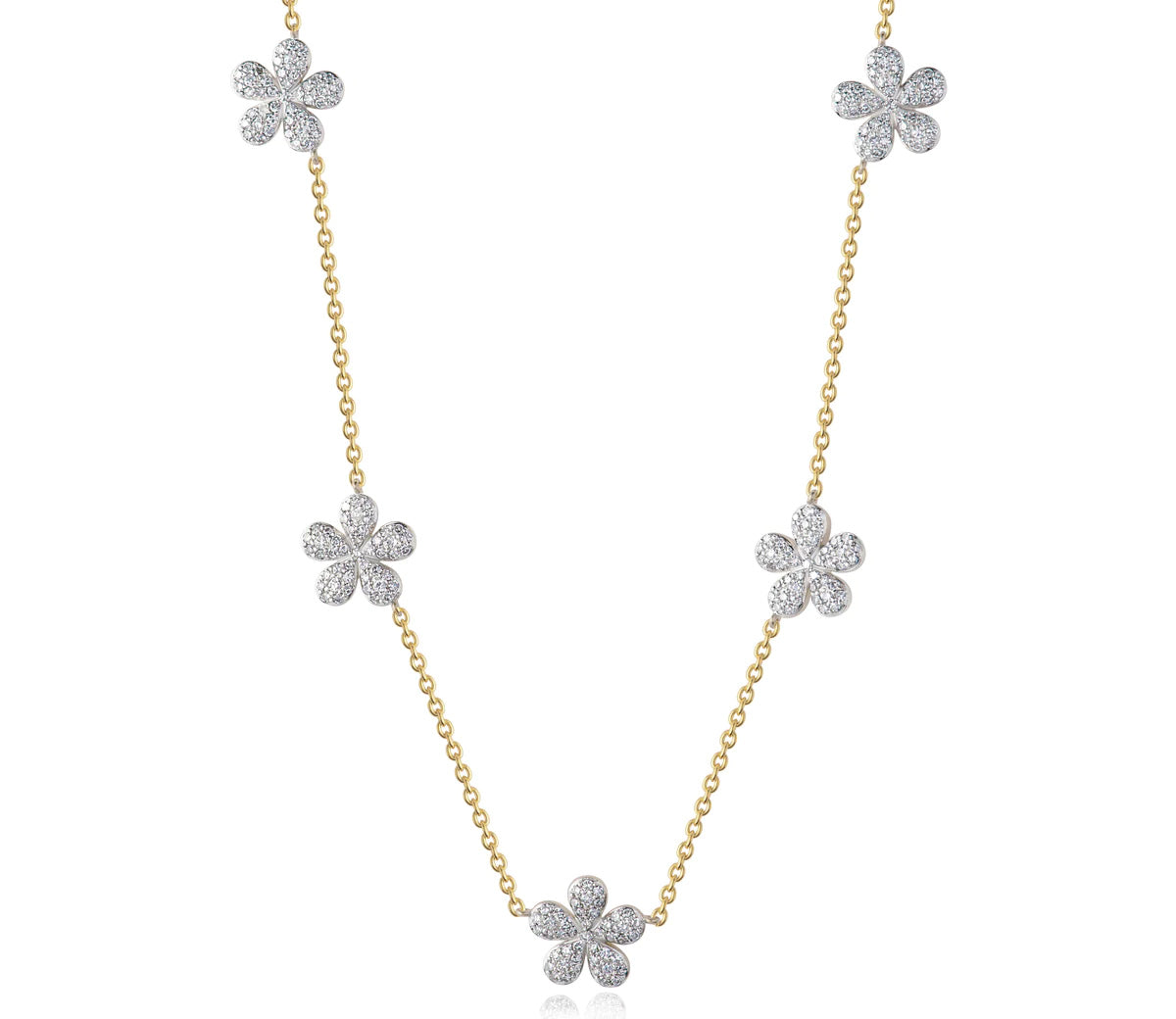 Phillips House "Affair" 14kt Yellow Gold Five Station Forget-Me-Not Petite Necklace