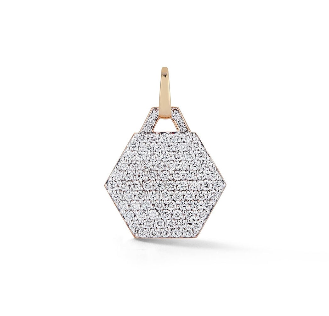 Walters Faith Dora 18kt Gold All Diamond Small Hexagon Charm
