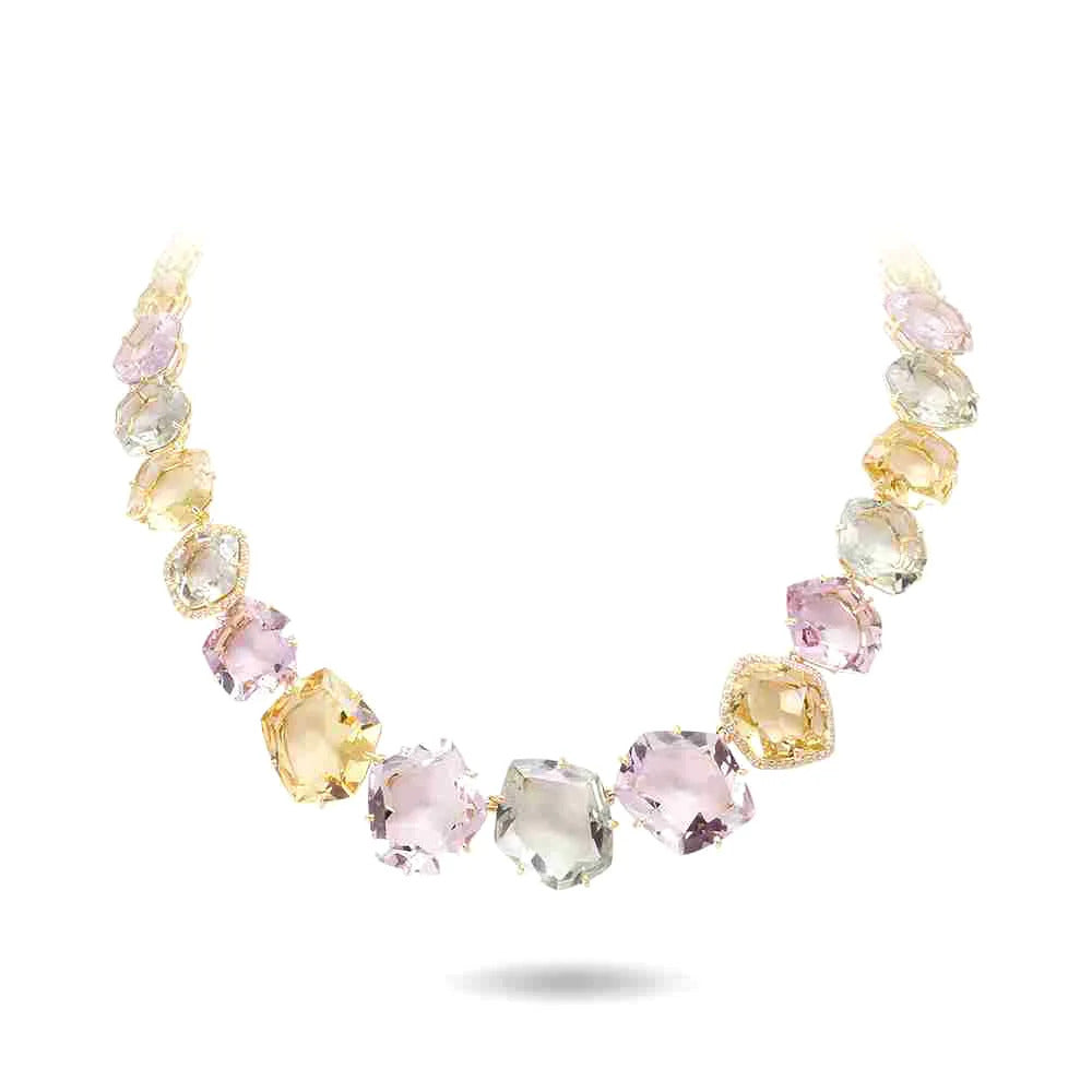 Vianna Brasil Pink Amethyst, Prasiolite &  Light Citrine Necklace