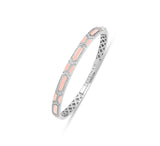 Shield Slim Bracelet - Pink Mother of Pearl Enamel in 18kt White Gold