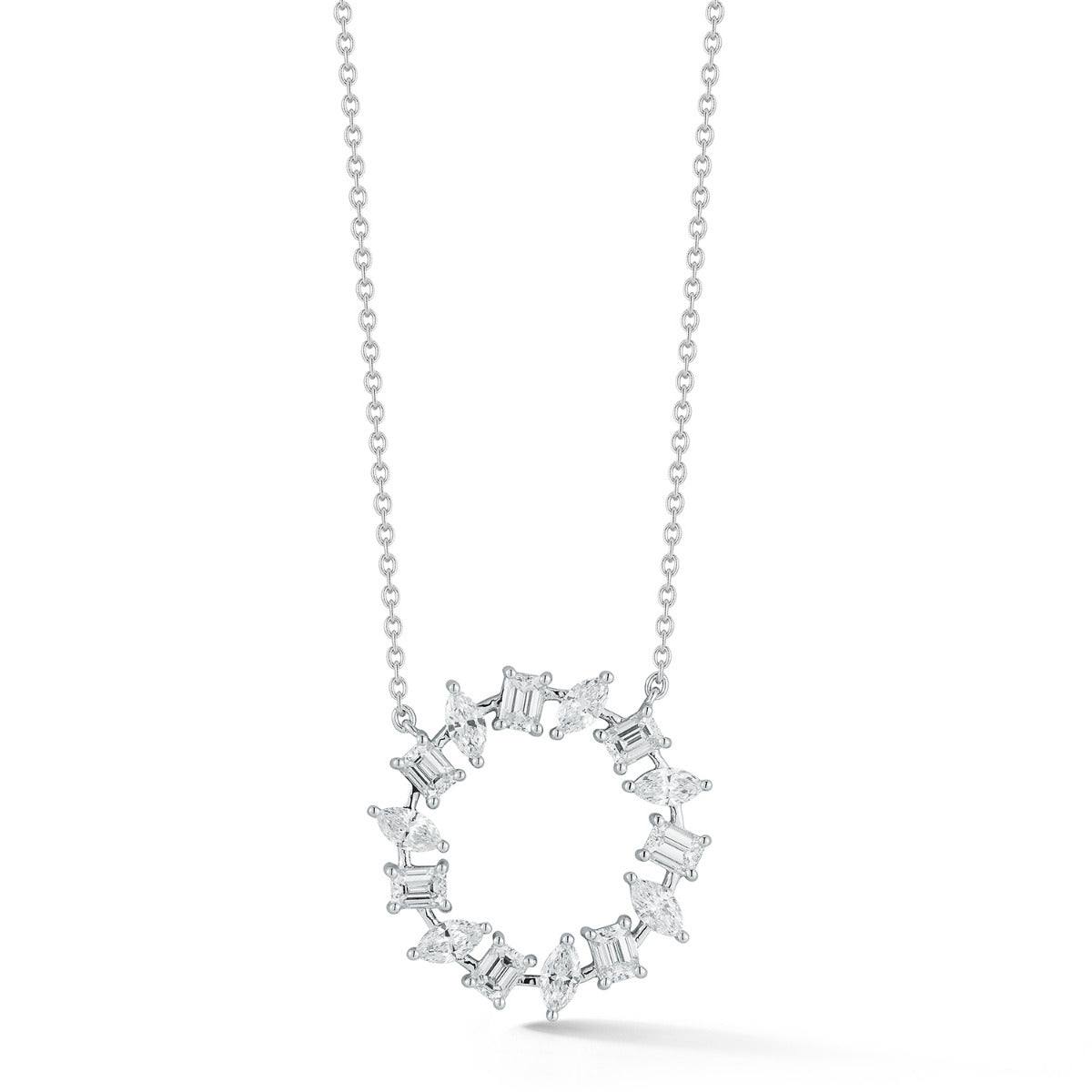 Beny Sofer Marquise and Emerald Diamond Pendant Necklace in 14kt White Gold