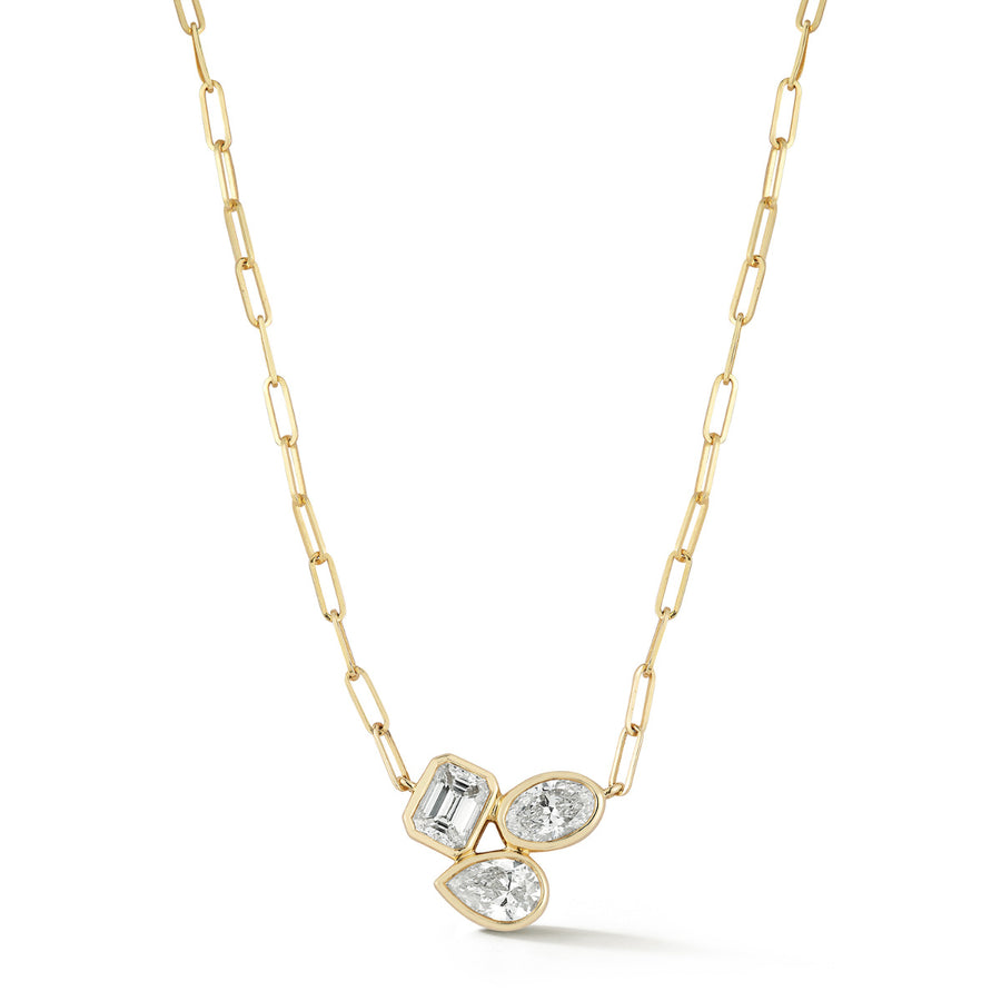 Beny Sofer Multi-Shape Diamond Paperclip 14kt Yellow Gold 18" Necklace