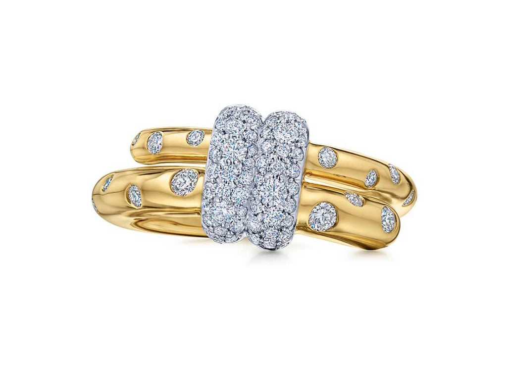 Cobblestone Small Buckle Ring with Diamonds