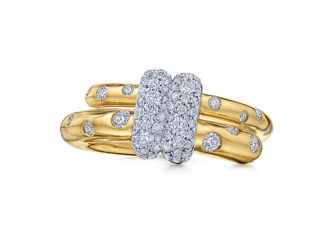 Cobblestone Small Buckle Ring with Diamonds