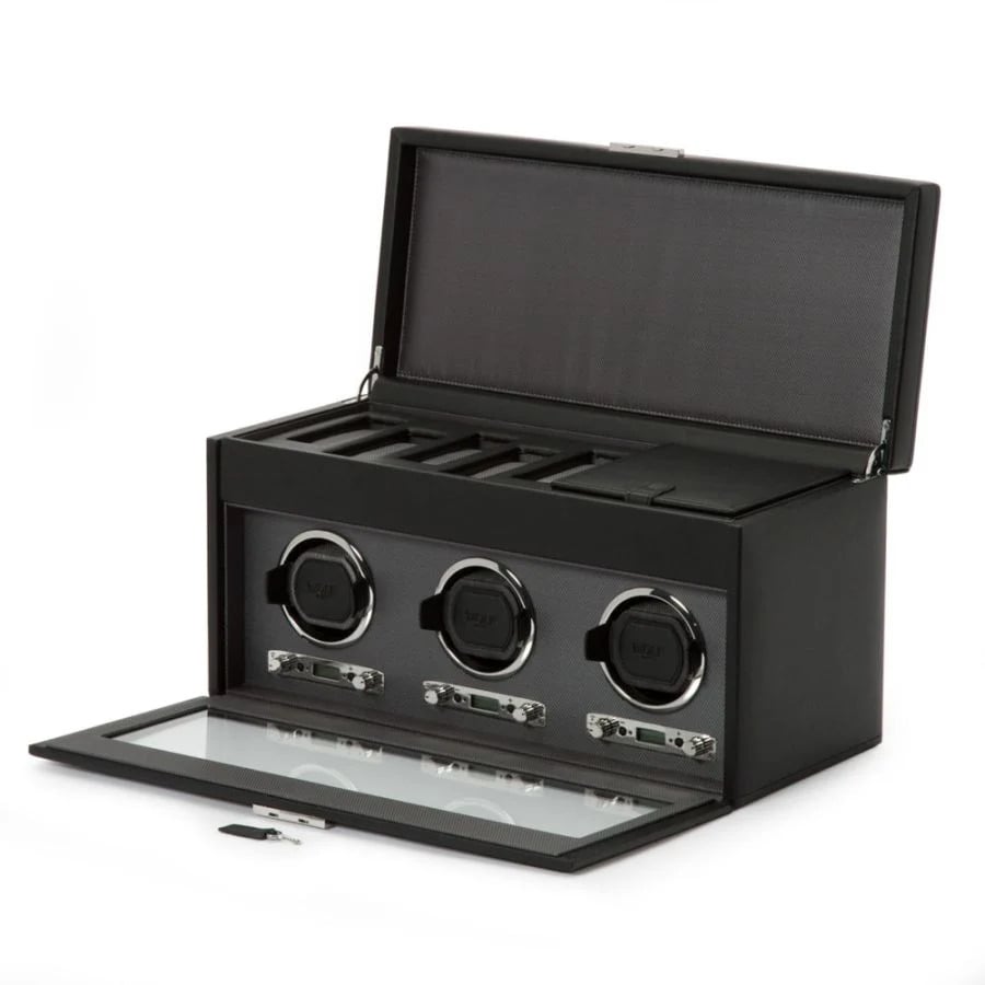 Classic Triple Watch Winder with Storage