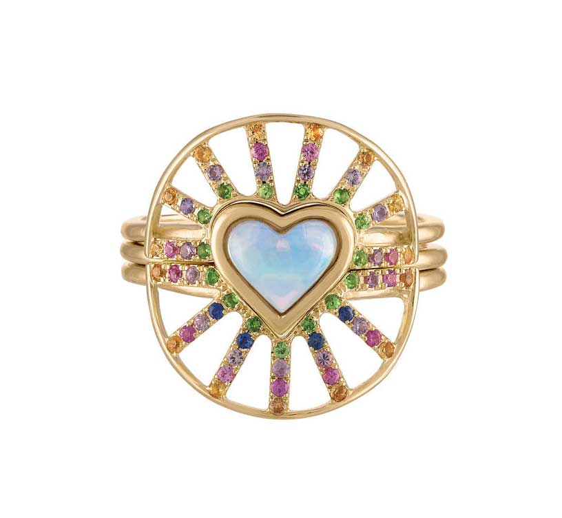 Eden Presley 14kt Yellow Gold Opal & Sapphire Nesting Ring
