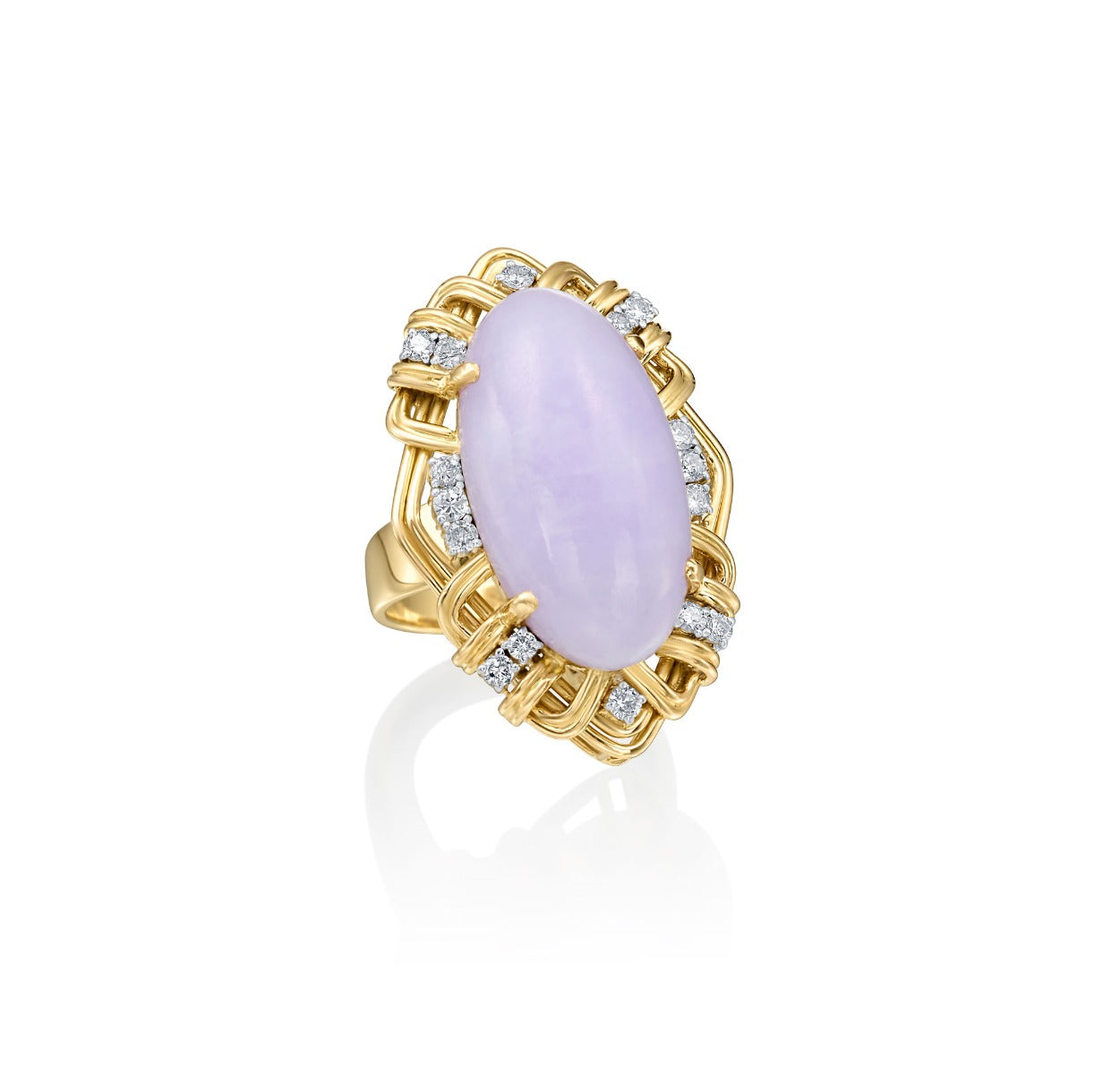 Louis Anthony Jewelers Jade & Diamond Ring in 14kt Yellow Gold