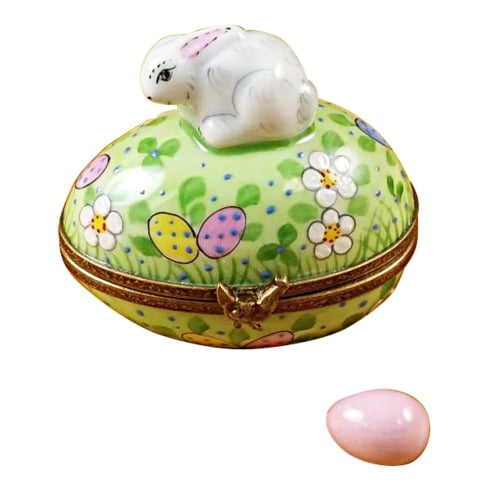 Rochard Limoges Rabbit On Easter Egg Porcelain Box