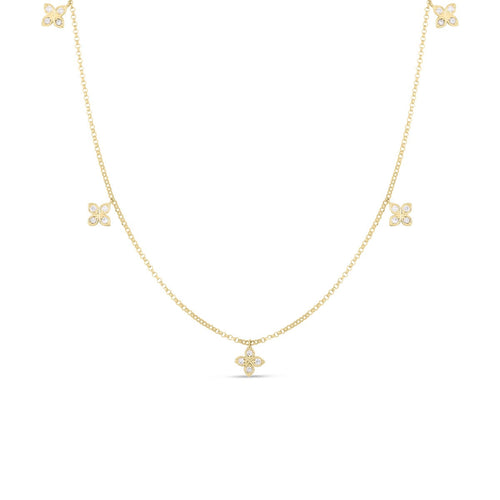 Roberto Coin "Diamonds by the Inch" 18kt Yellow  Gold Necklace with 5 Diamond Stations