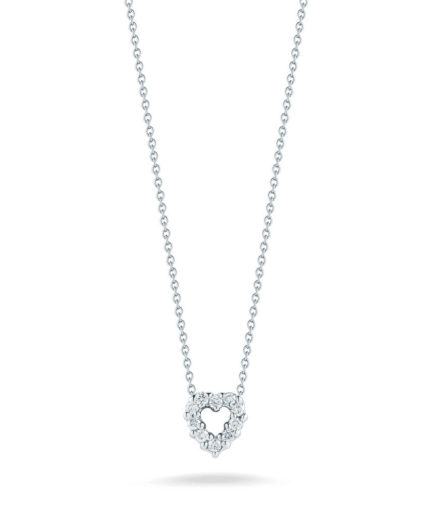 Roberto Coin “Tiny Treasures" 18kt White Gold Diamond Heart Necklace