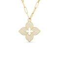 Roberto Coin “Venetian Princess” 18kt Yellow Gold Diamond Floral Necklace