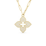Roberto Coin “Venetian Princess” 18kt Yellow Gold Diamond Floral Necklace
