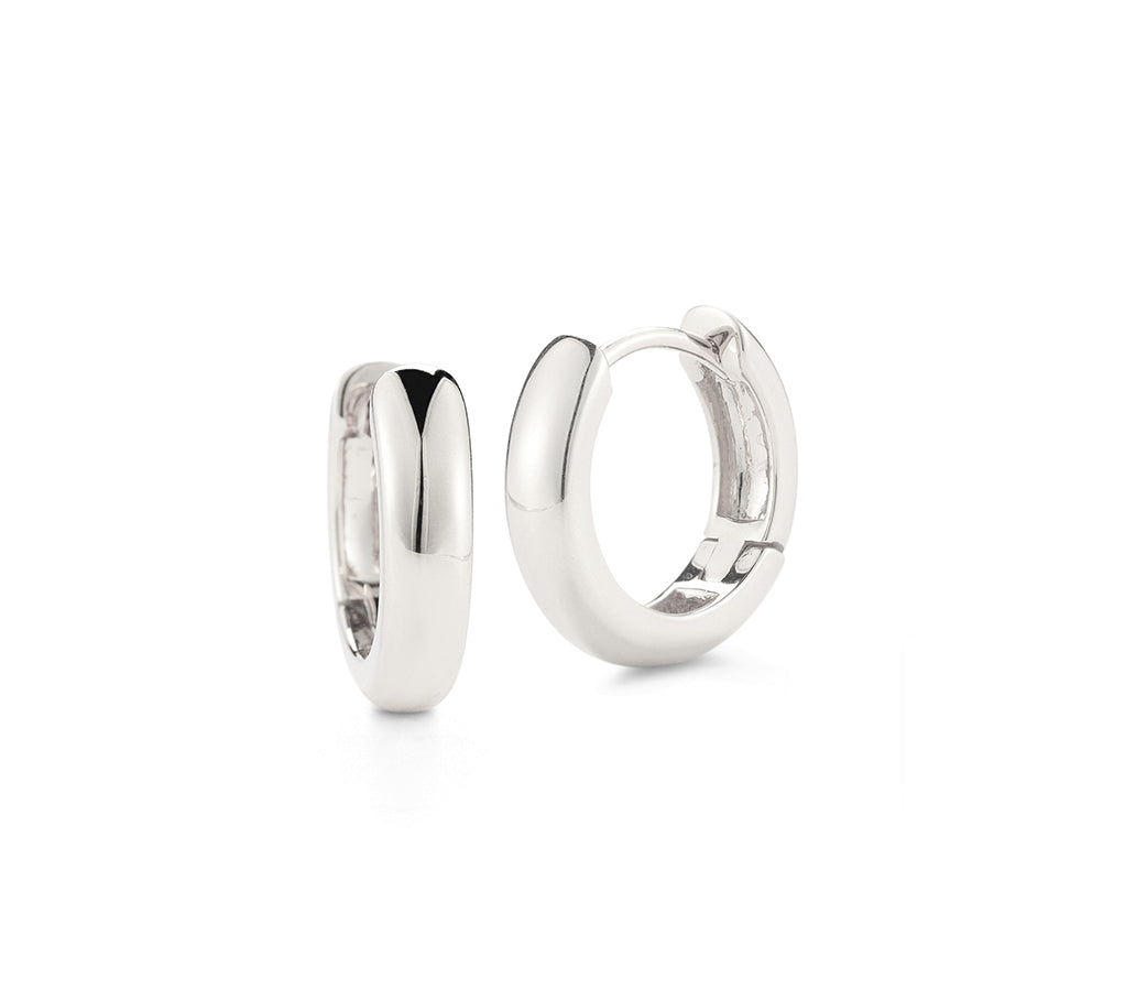 Beny Sofer 14kt White Gold Small Huggie Hoop Earrings
