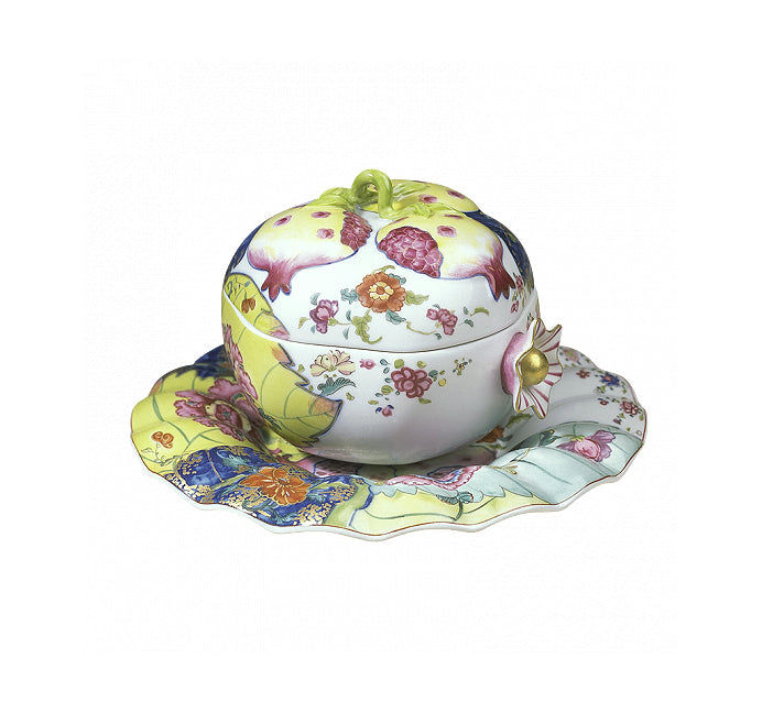 Mottahedeh Tobacco Leaf Pomegranate Box With Stand