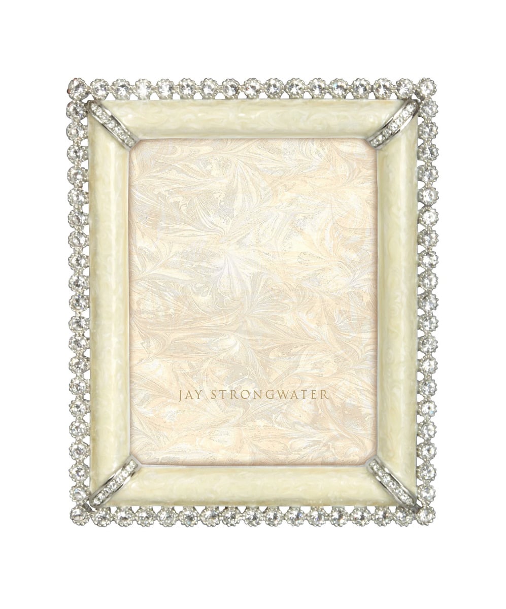 Jay Strongwater Emilia Stone Edge 3" x 4" Frame - Crystal Pearl