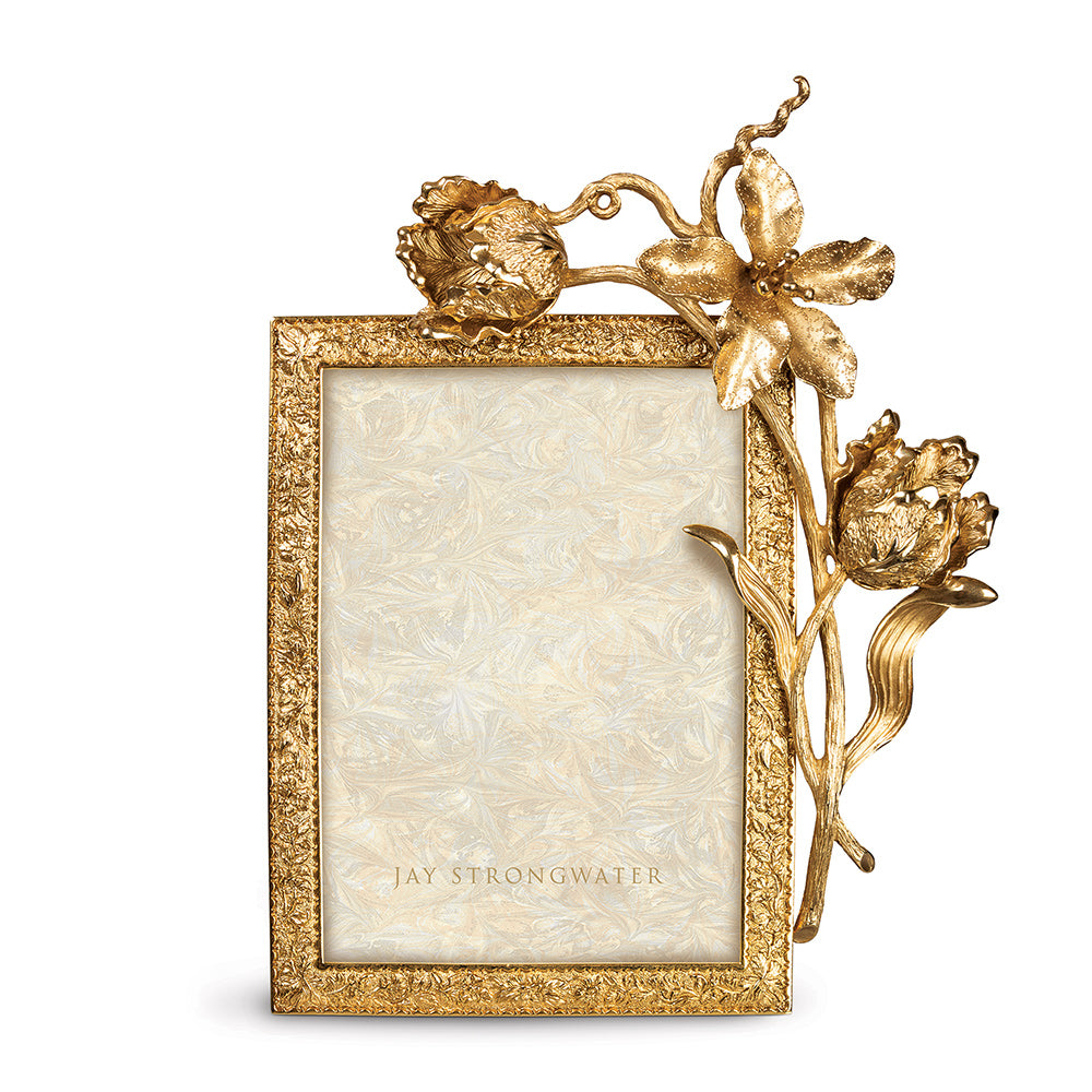 Jay Strongwater Irene Tulip 5" x 7" Frame - Gold