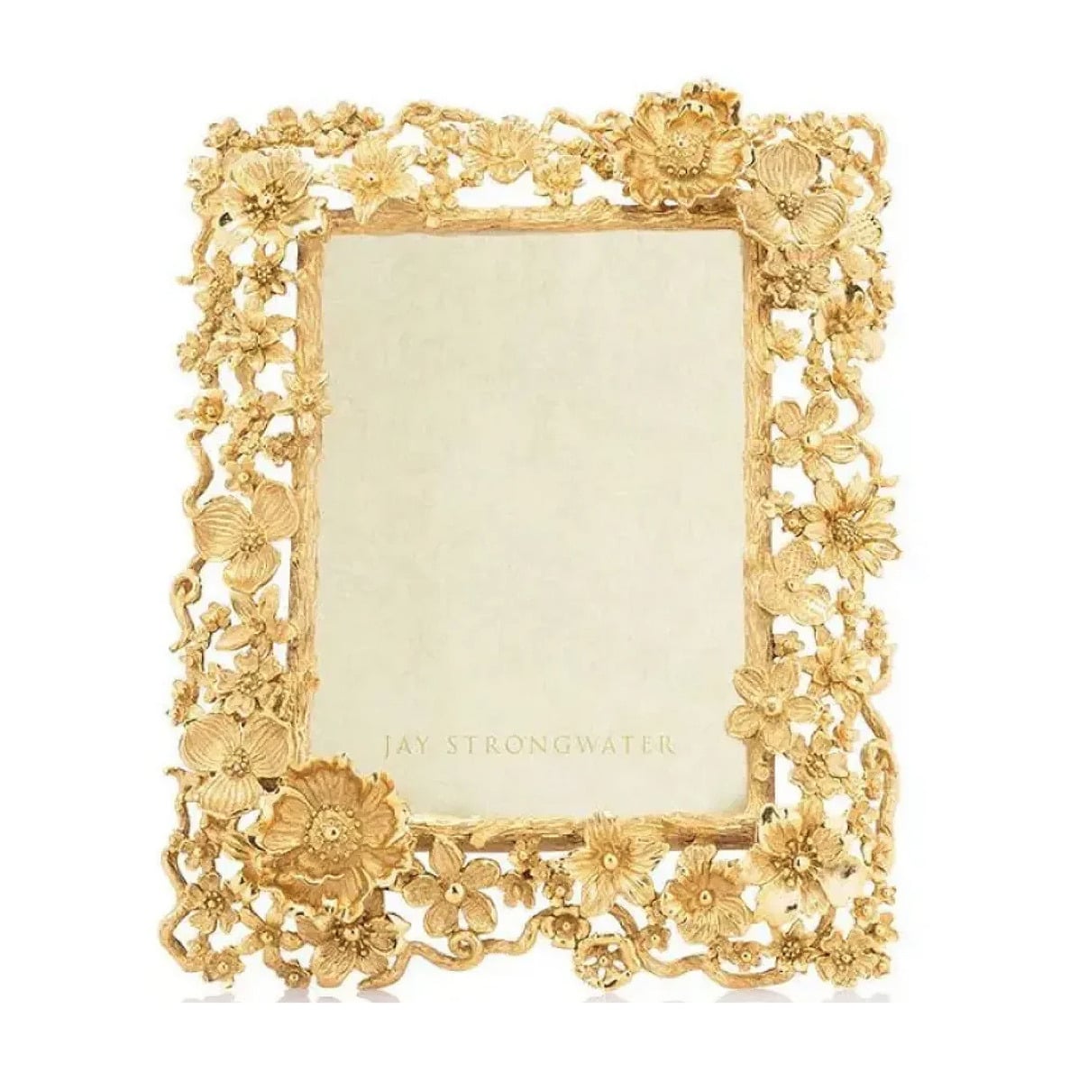 Jay Strongwater Ophelia Floral Cluster 5" x 7" Frame - Gold