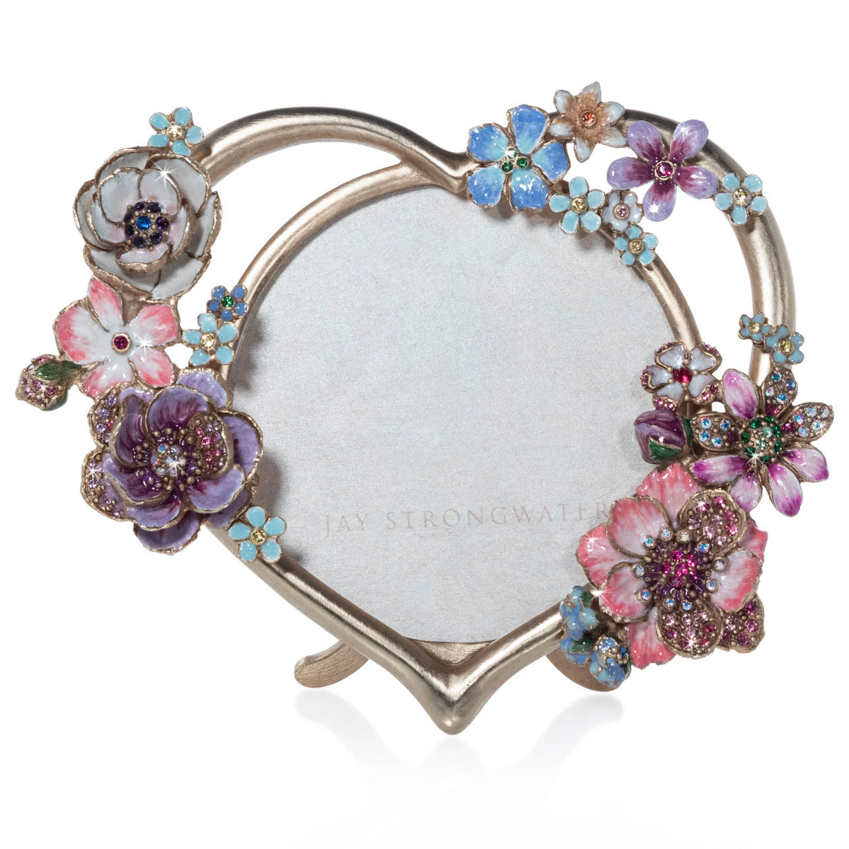 Jay Strongwater Prem 4" Round Heart Bouquet Frame - Flora