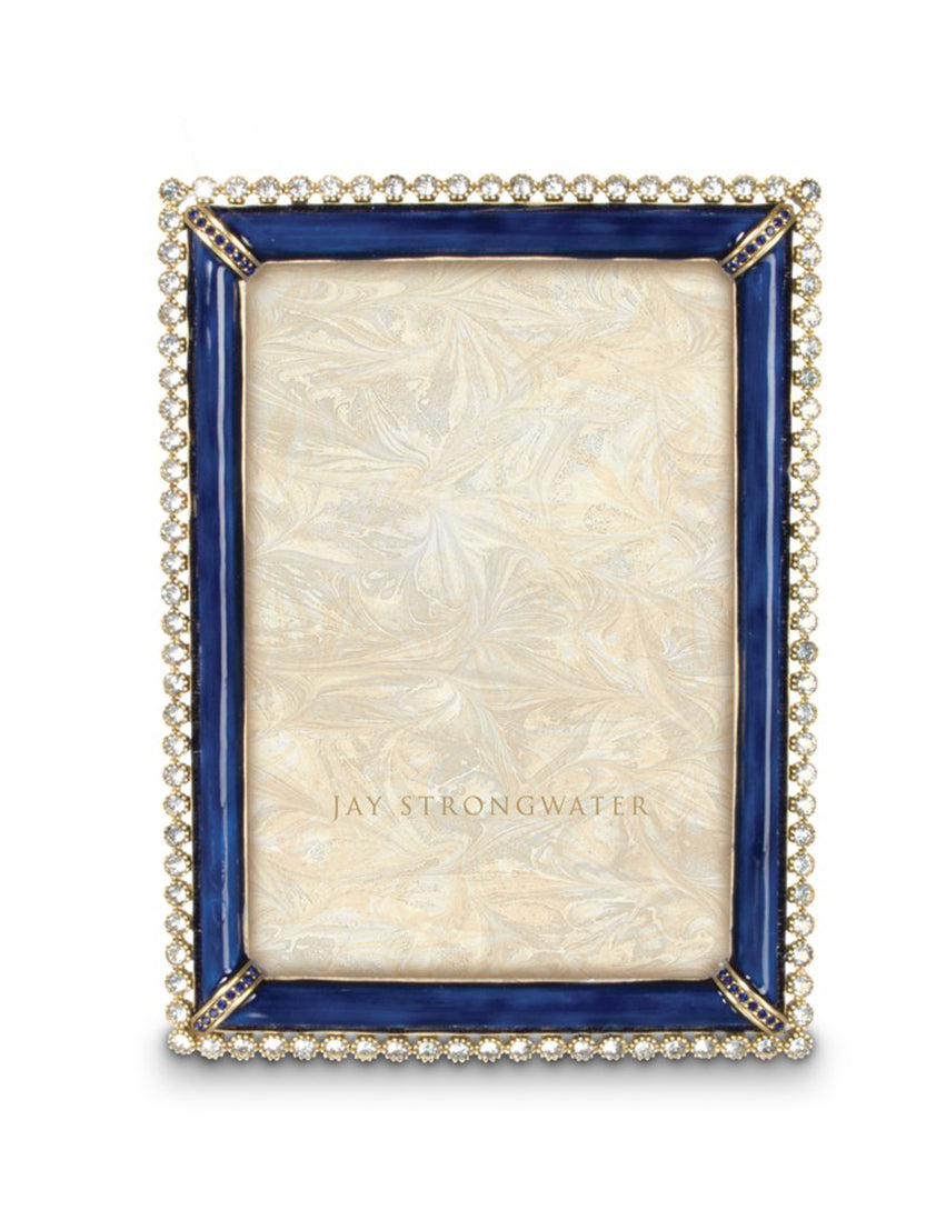 Jay Strongwater Lorraine Stone Edge 4" x 6" Frame - Delft Garden