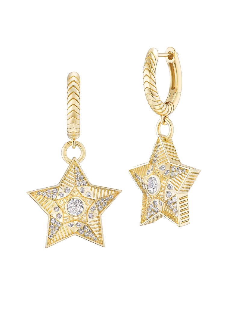 Supernova Star Drop Huggie Earrings