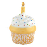 Herend Cupcake With Candle - Butterscotch
