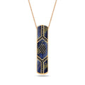 Terzihan Black Diamond Shield Lapis Enamel Pendant in 18kt Rose Gold