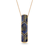 Terzihan Black Diamond Shield Lapis Enamel Pendant in 18kt Rose Gold