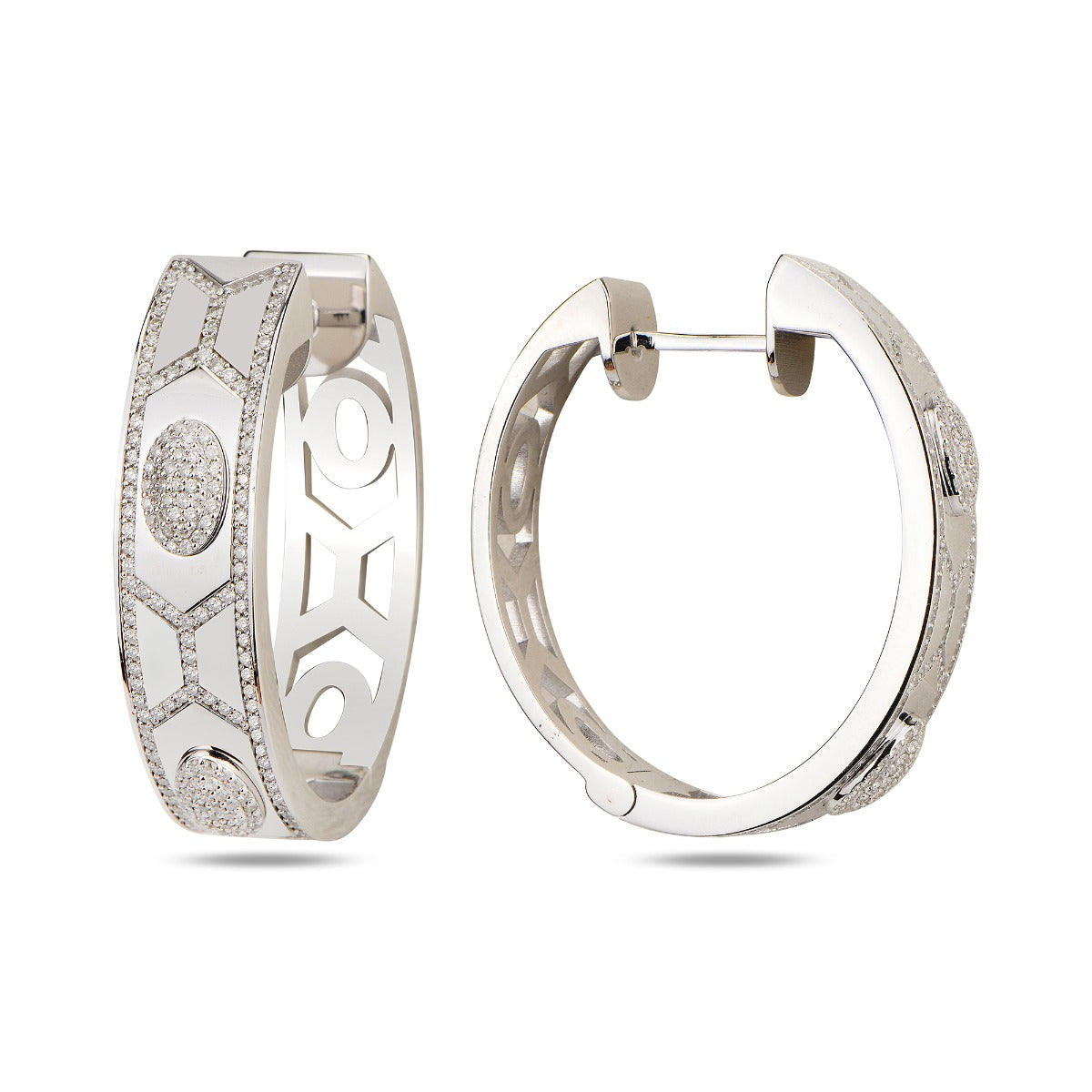 Terzihan Diamond Shield Hoop Earrings in 18kt White Gold