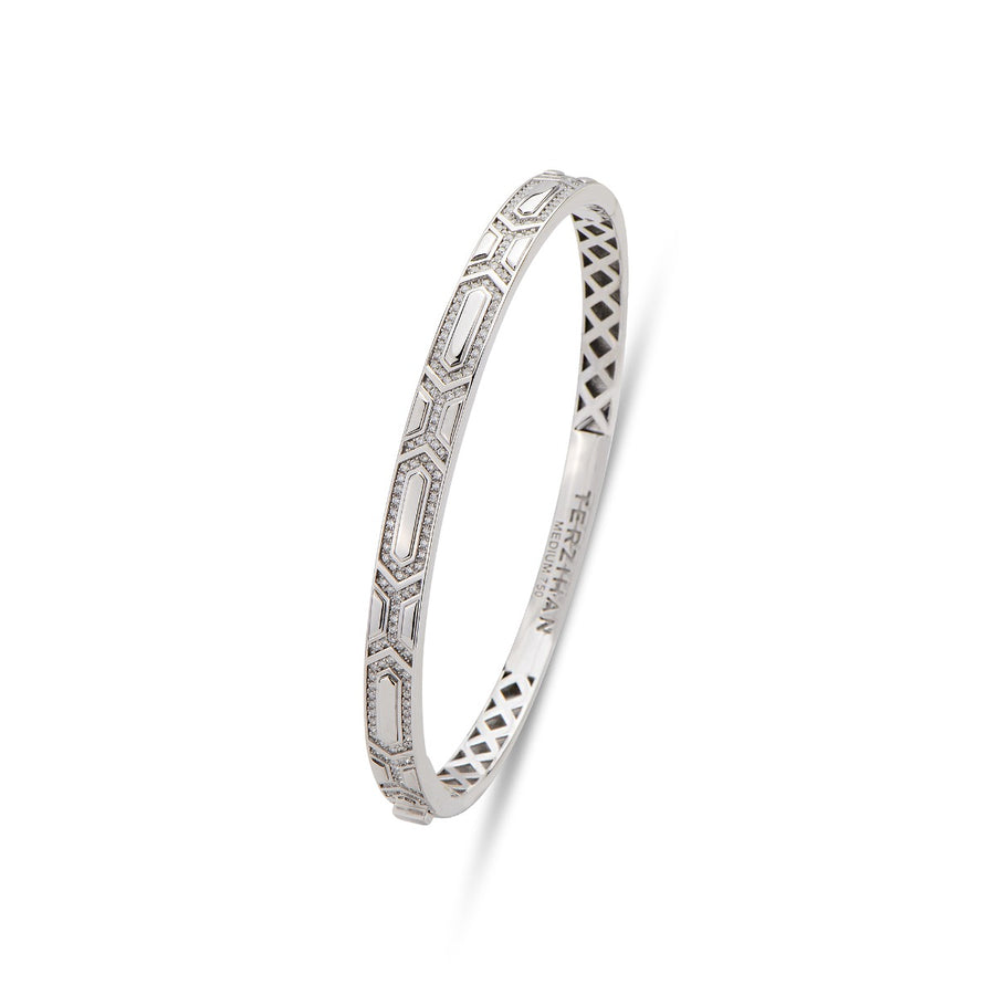 Terzihan Diamond Shield Slim Bracelet in 18K White Gold
