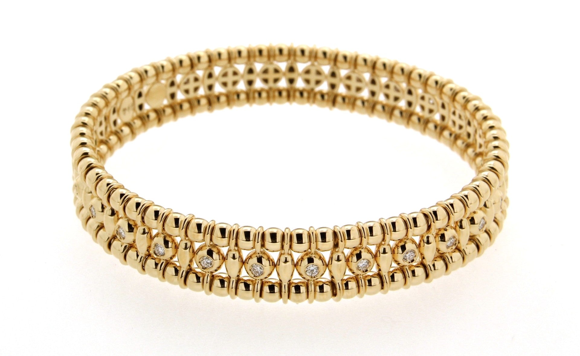 Hulchi Belluni "Tresore" Stretch Bracelet in 18kt Yellow Gold with Pave Diamonds