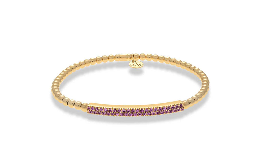 Tresore" Stretch Bar Bracelet in 18kt Yellow Gold with Sapphires