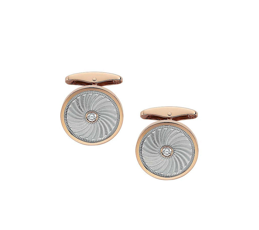 18 kt Gold Guilloché  Engraved Cufflinks