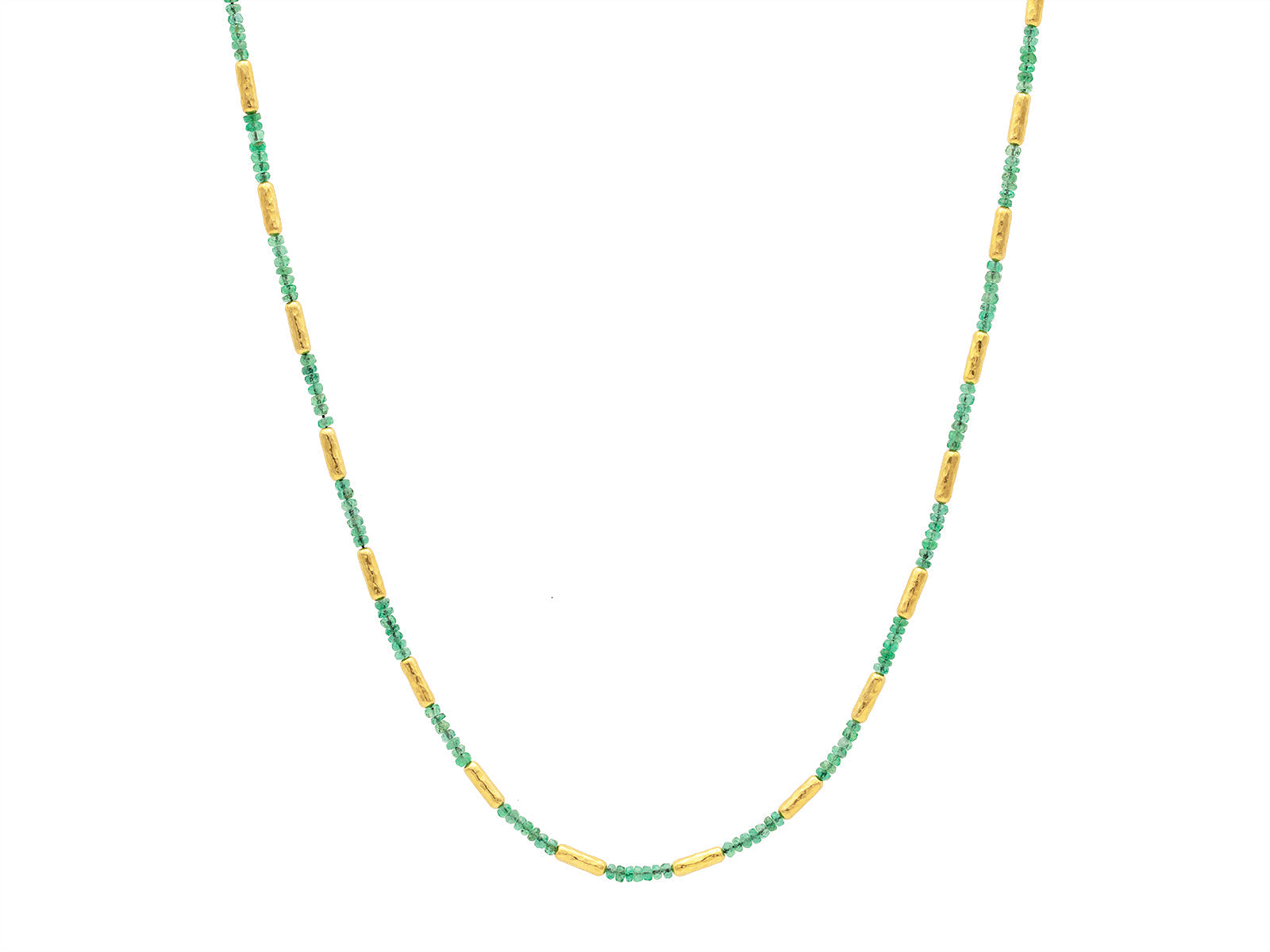 Gurhan "Vertigo" 24kt Yellow Gold Short Linked, Emerald Station 16" Necklace