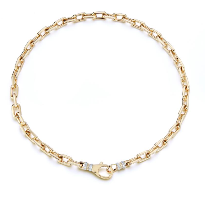 Walters Faith "Clive" 18kt Yellow Gold Chain Link Choker Necklace with Diamonds