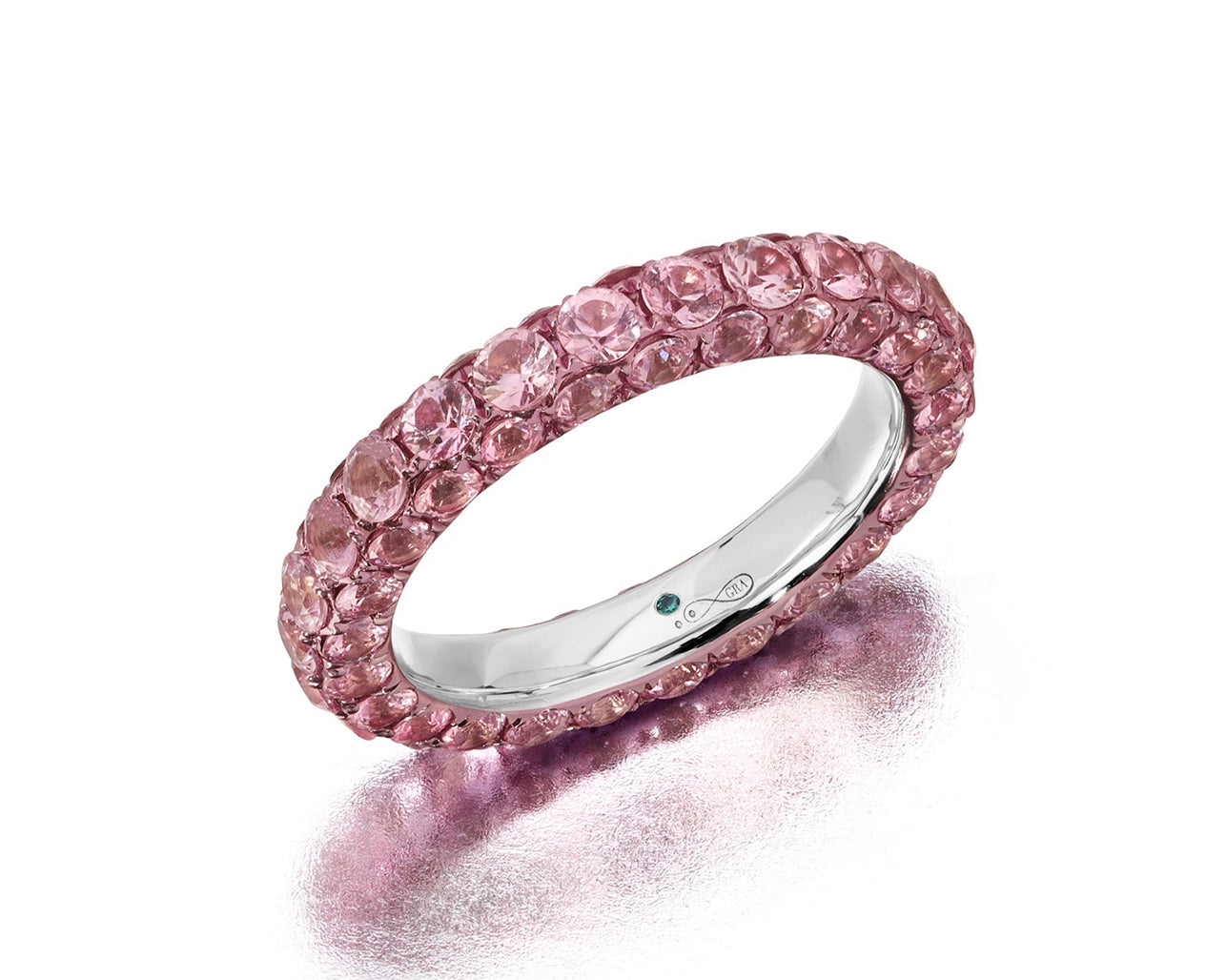 Graziela Gems Pink Sapphire & Pink Rhodium 3-Sided Band in 18kt White Gold (7)