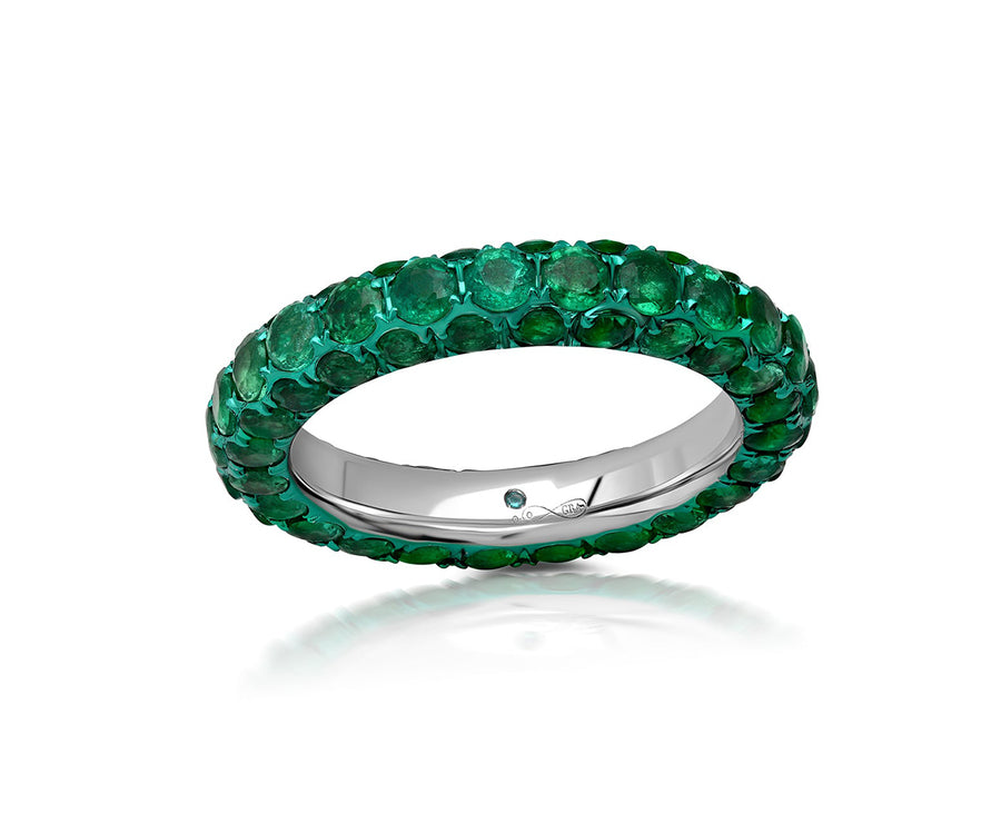 Graziela Gems Green Rhodium Emerald 3-Sided Band in 18kt White Gold (7)