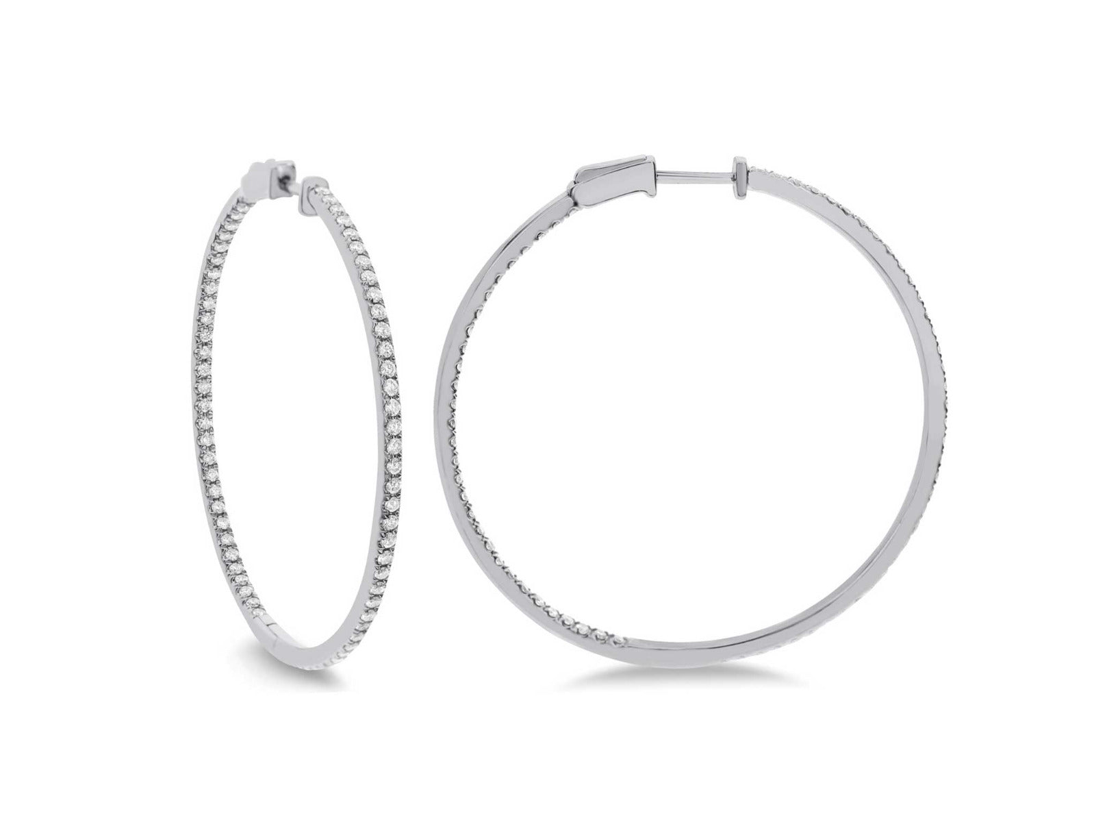 18kt White Gold Hoop Diamond Earrings