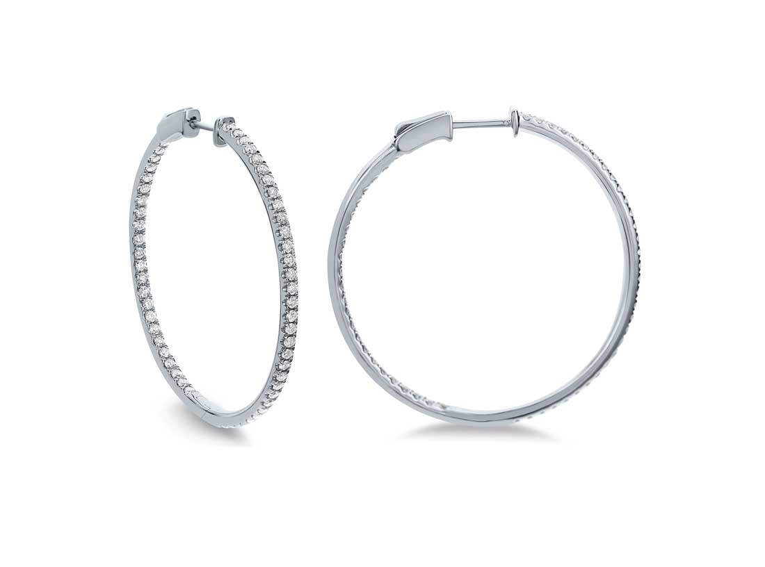 Louis Anthony Jewelers 18kt White Gold Hoop Diamond Earrings