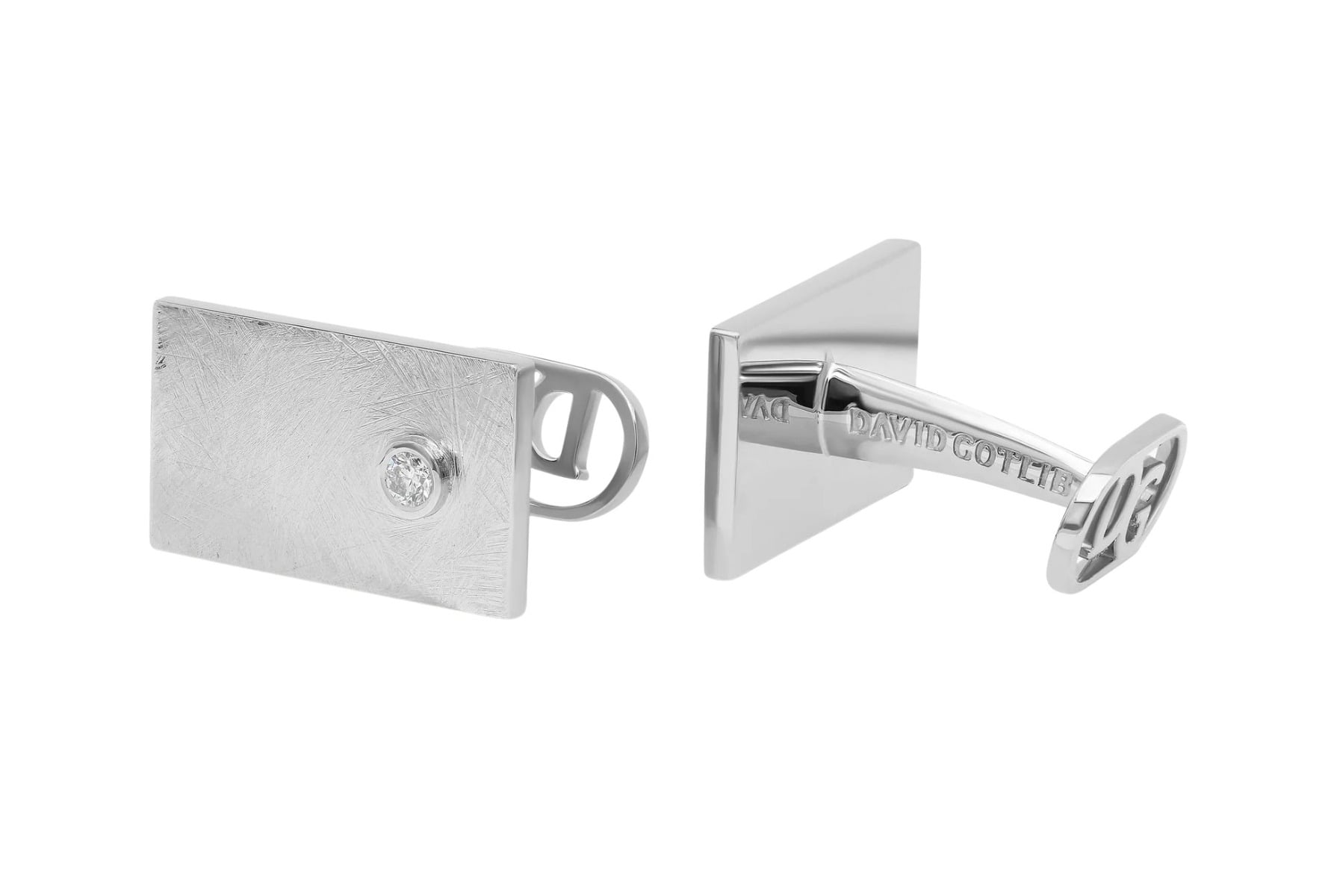 David Gotlib "Gold Rush" Diamond Cufflinks in 18kt White Gold