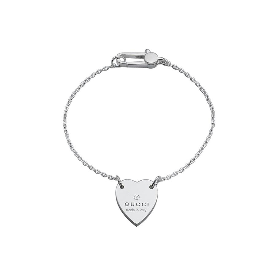 Heart Sterling Silver Women's Bracelet with Gucci Trademark